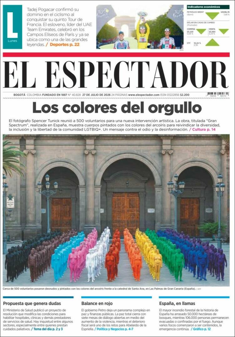 Portada de El Espectador (Colombia)