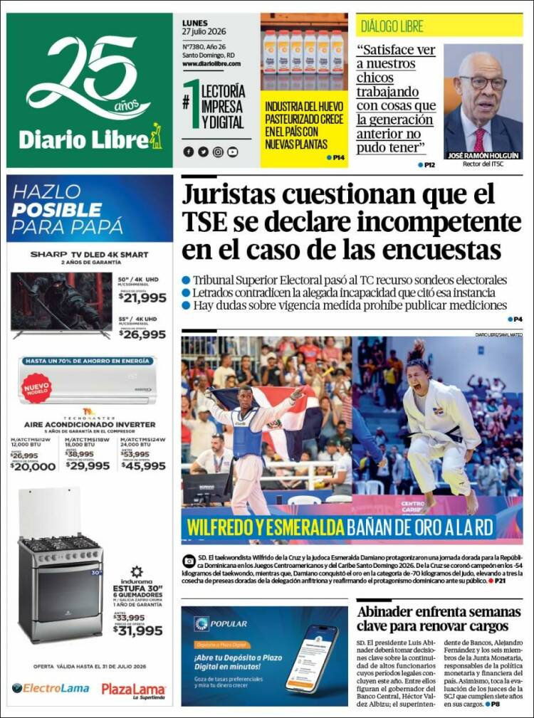 Portada de Diario Libre (R. Dominicana)