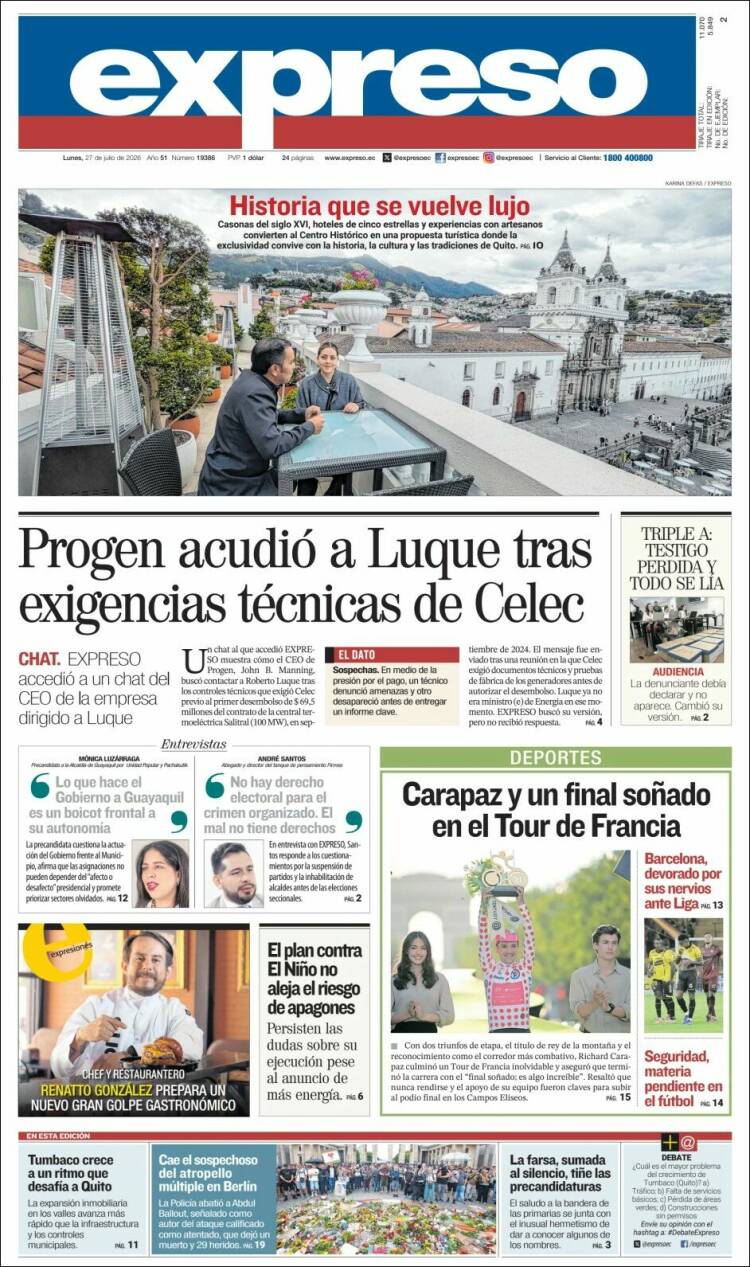 Portada de Expreso (Ecuador)