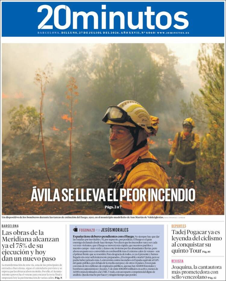 Portada de 20 Minutos - Barcelona (Espa&ntilde;a)
