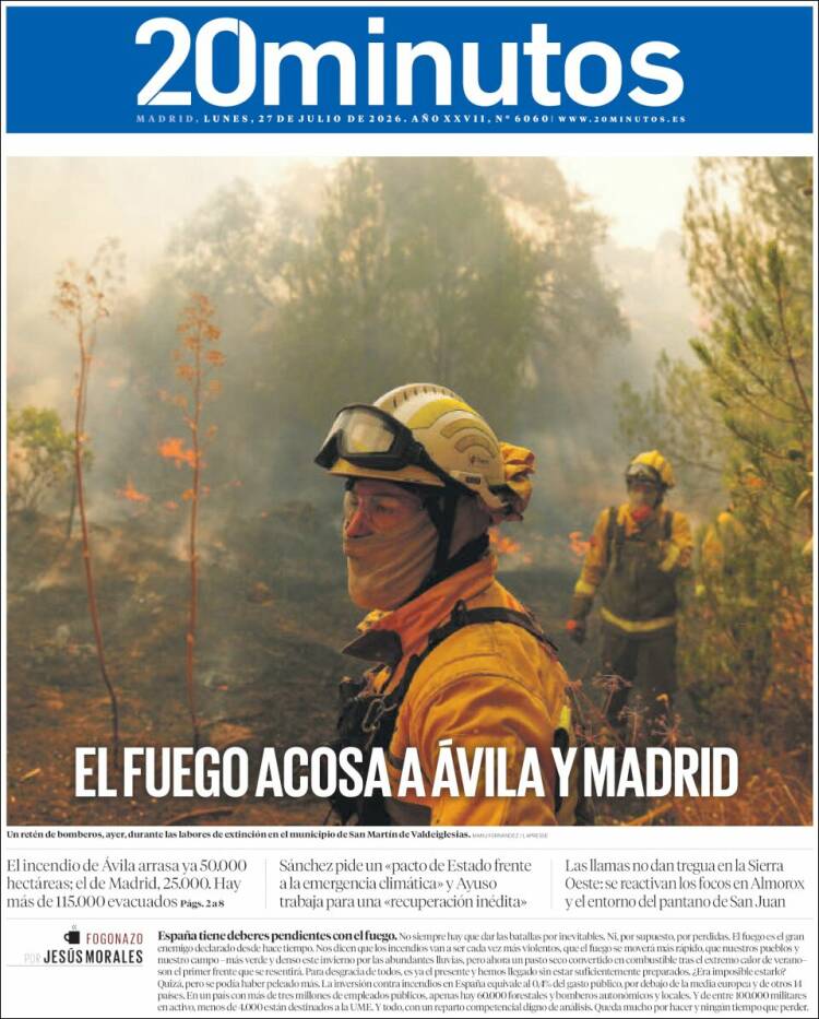 Portada de 20 Minutos - Madrid (Espa&ntilde;a)