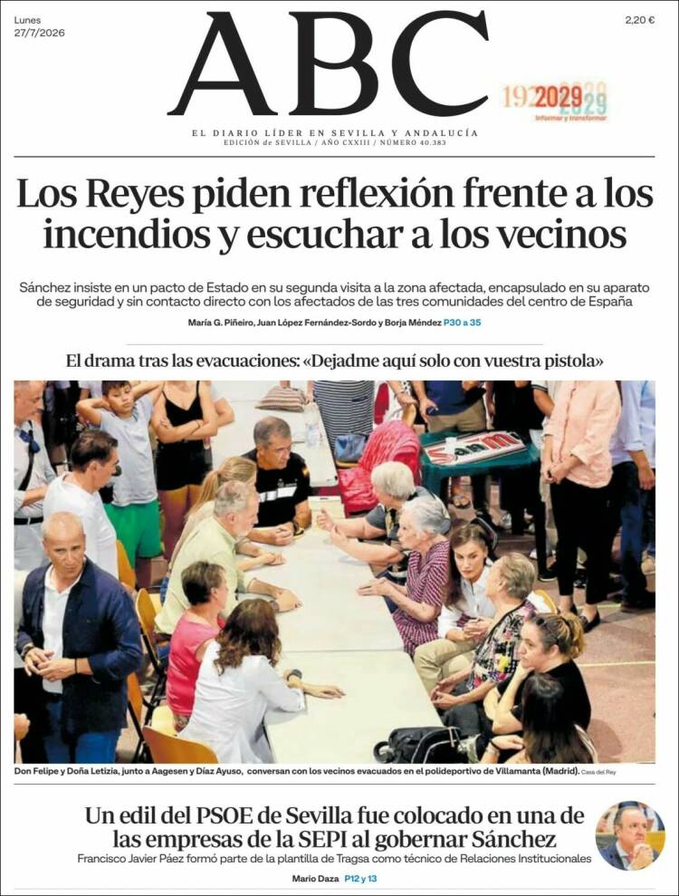 Portada de ABC - Sevilla (Espa&ntilde;a)