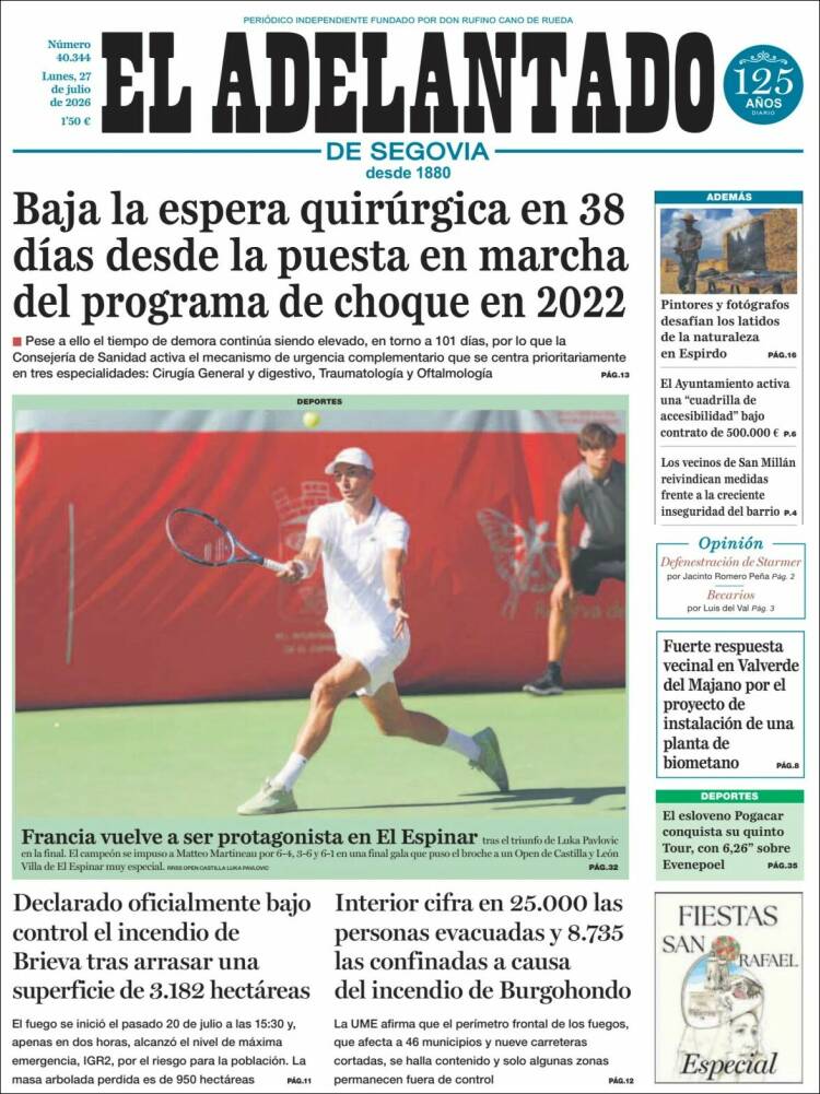Portada de El Adelantado de Segovia (Espa&ntilde;a)