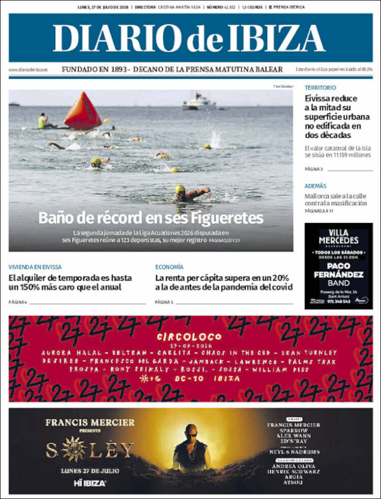 Portada de Diario de Ibiza (Espa&ntilde;a)