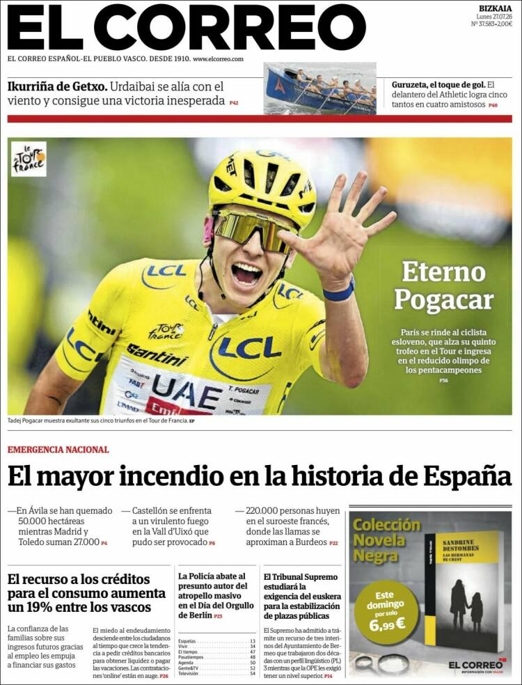 Portada de El Correo (Espa&ntilde;a)