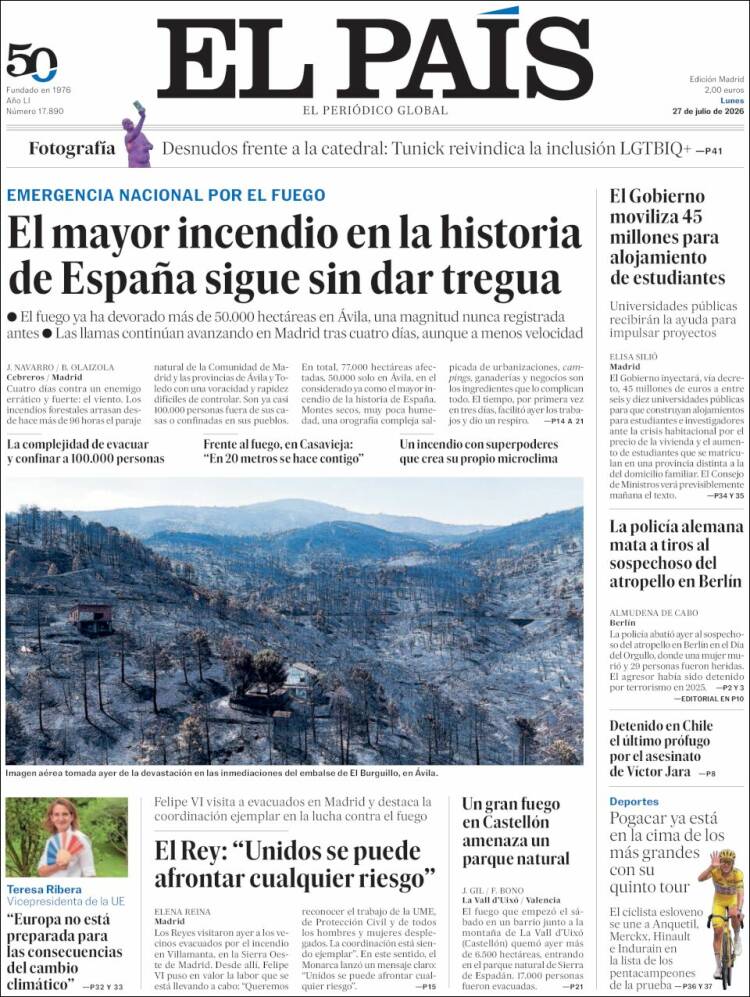 Portada de El País (Spain)