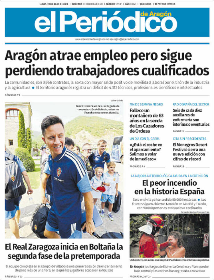 Portada de El Periódico de Aragón (Espa&ntilde;a)