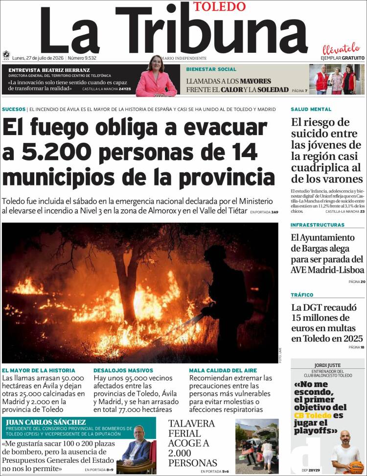 Portada de La Tribuna de Toledo (Espa&ntilde;a)