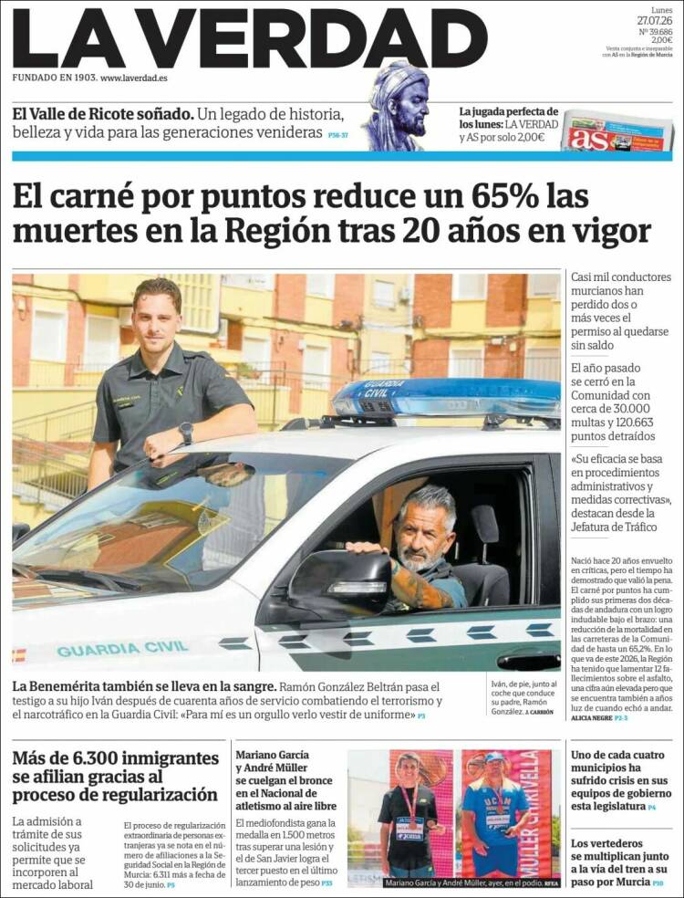 Portada de La Verdad de Murcia (Espa&ntilde;a)