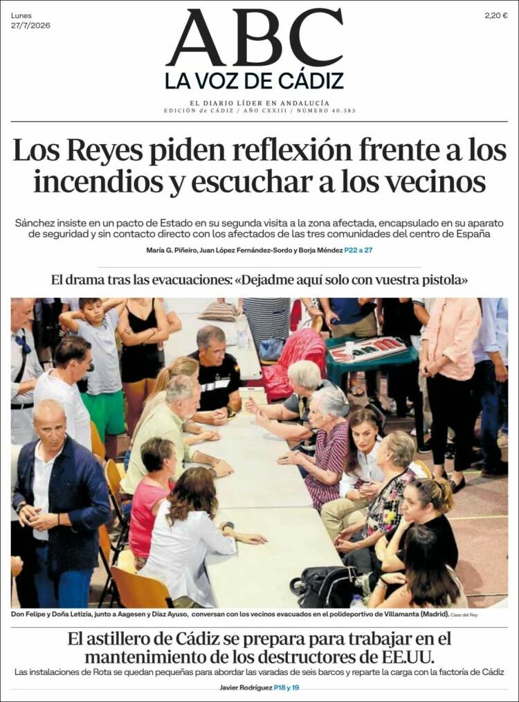 Portada de La Voz de Cádiz (Espa&ntilde;a)