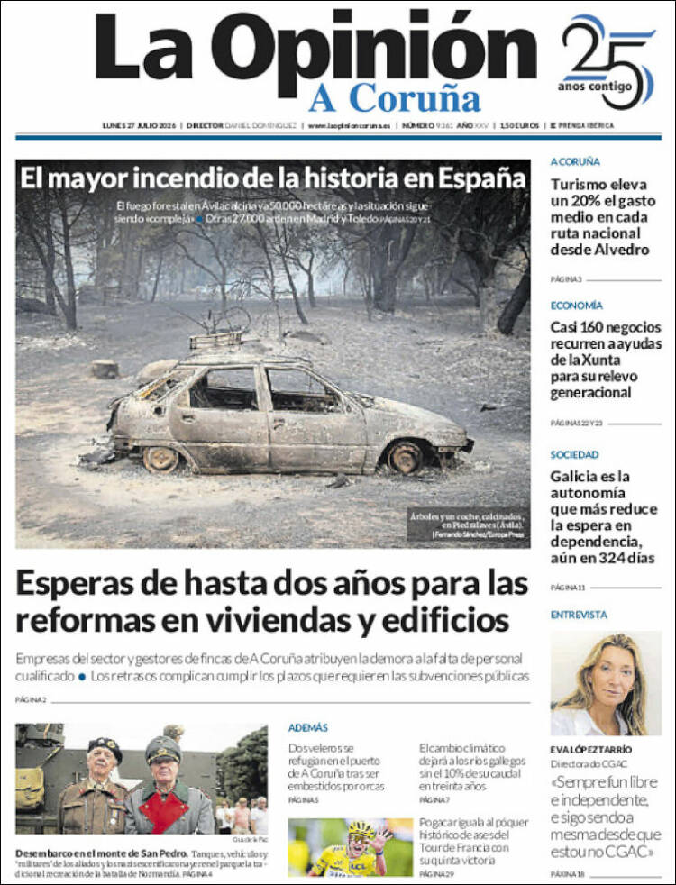 Portada de La Opinión de A Coruña (Espa&ntilde;a)