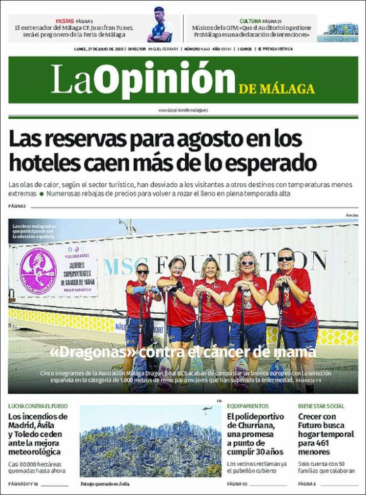 Portada de La Opinión de Málaga (Espa&ntilde;a)