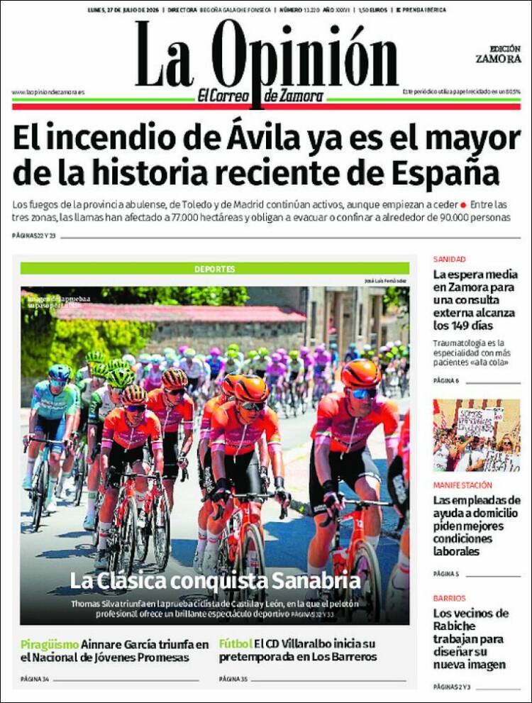 Portada de La Opinión - El Correo de Zamora (Espa&ntilde;a)