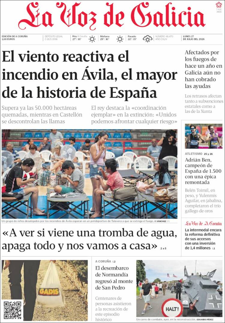 Portada de La Voz de Galicia (Espa&ntilde;a)