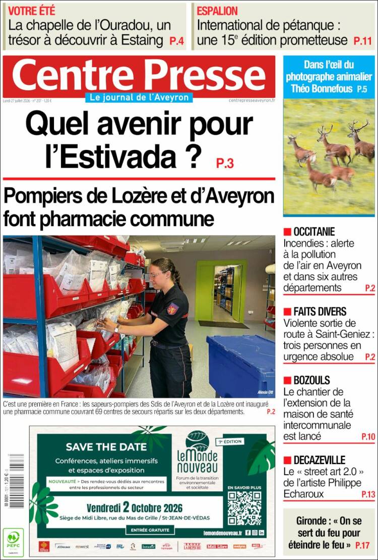 Portada de Centre Presse (Francia)