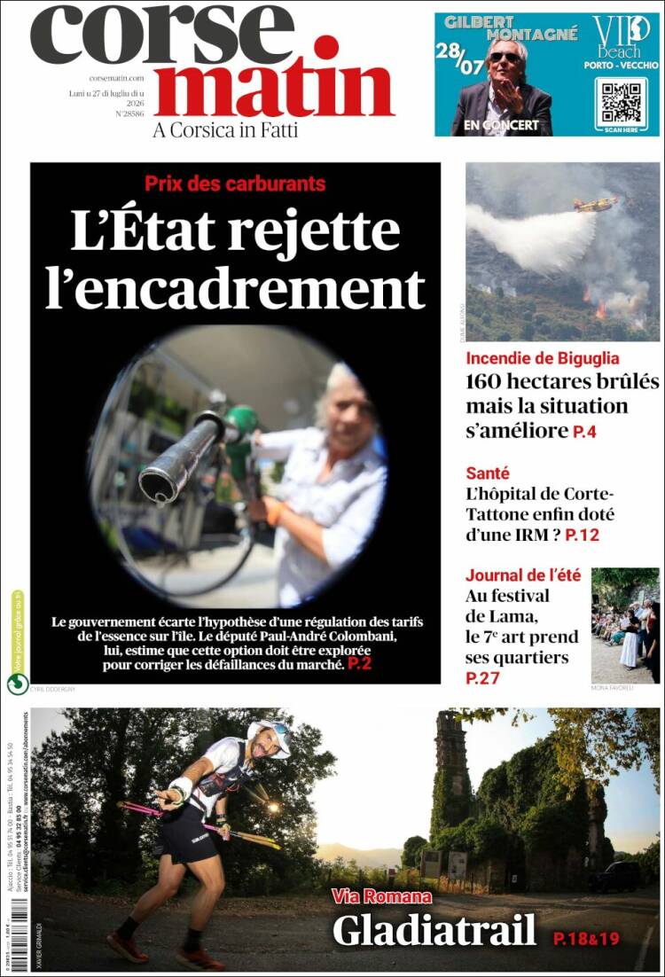 Portada de Corse-Matin (Francia)