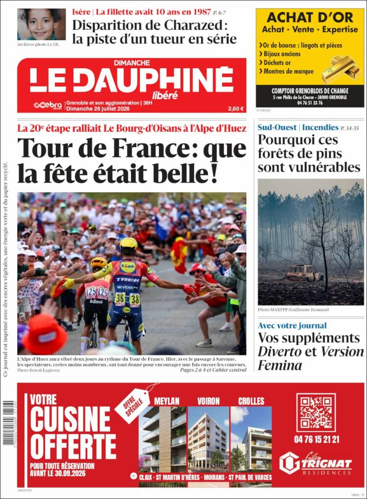 Portada de Le Dauphiné Libéré (Francia)