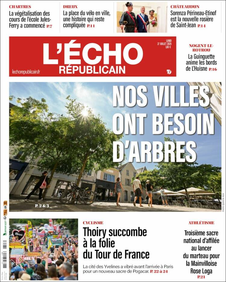 Portada de L'Echo Républicain (Francia)