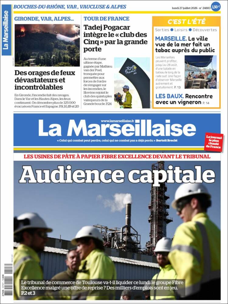 Portada de La Marseillaise (Francia)