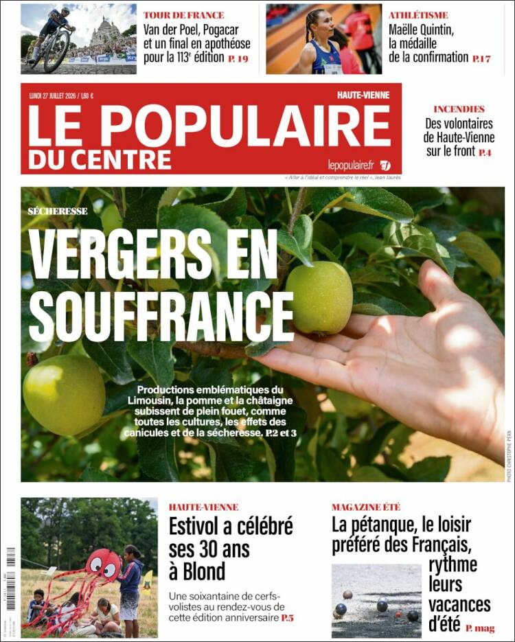 Portada de Le Populaire du Centre (Francia)