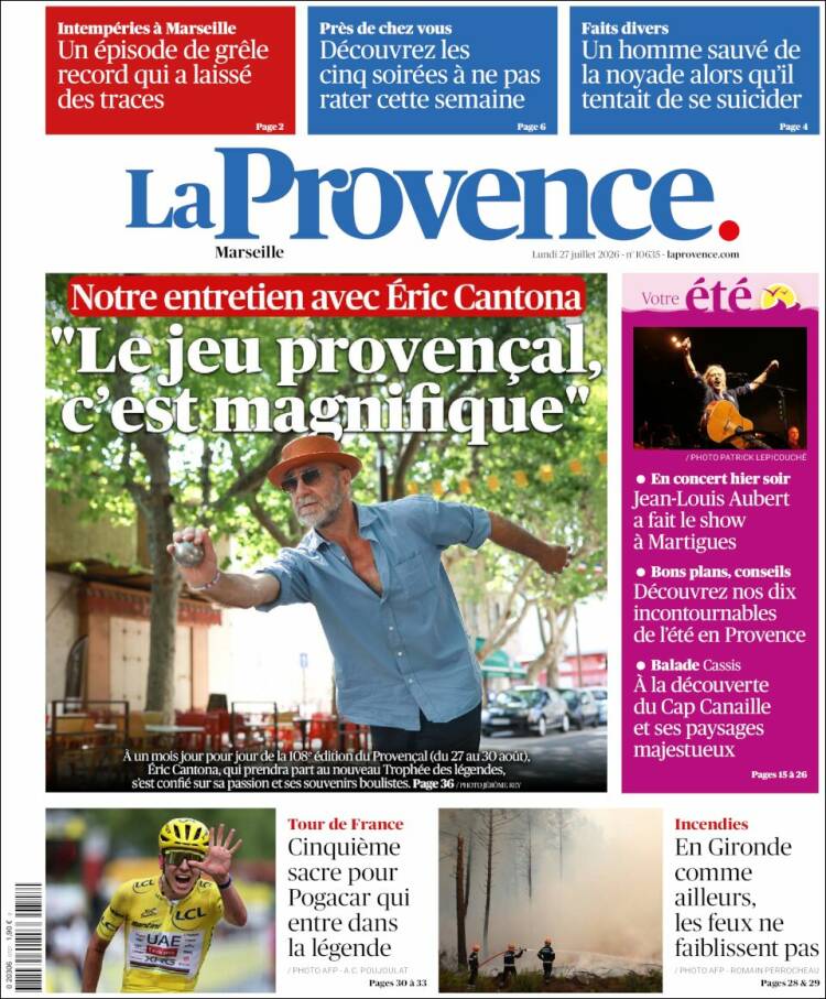 Portada de La Provence (Francia)
