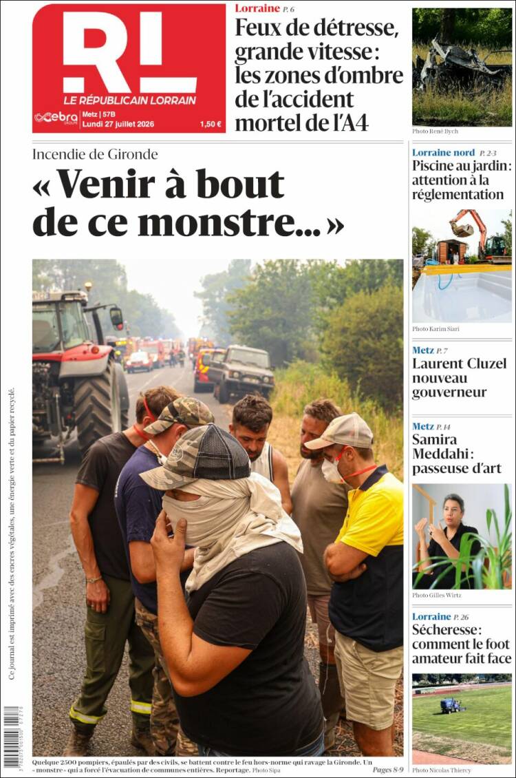 Portada de Le Republicain Lorrain (Francia)