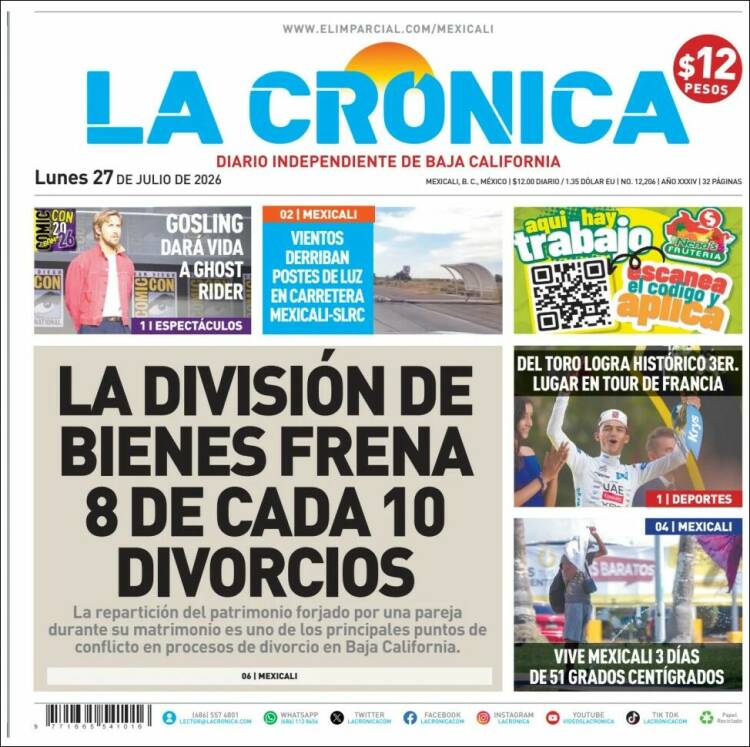Portada de La Crónica de Baja California (M&eacute;xico)