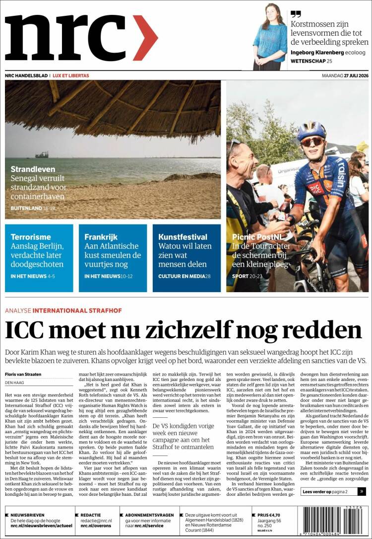 Portada de NRC Handelsblad (Pa&iacute;ses Bajos)