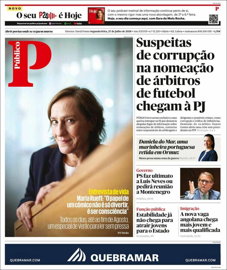 Portada de Público (Portugal)