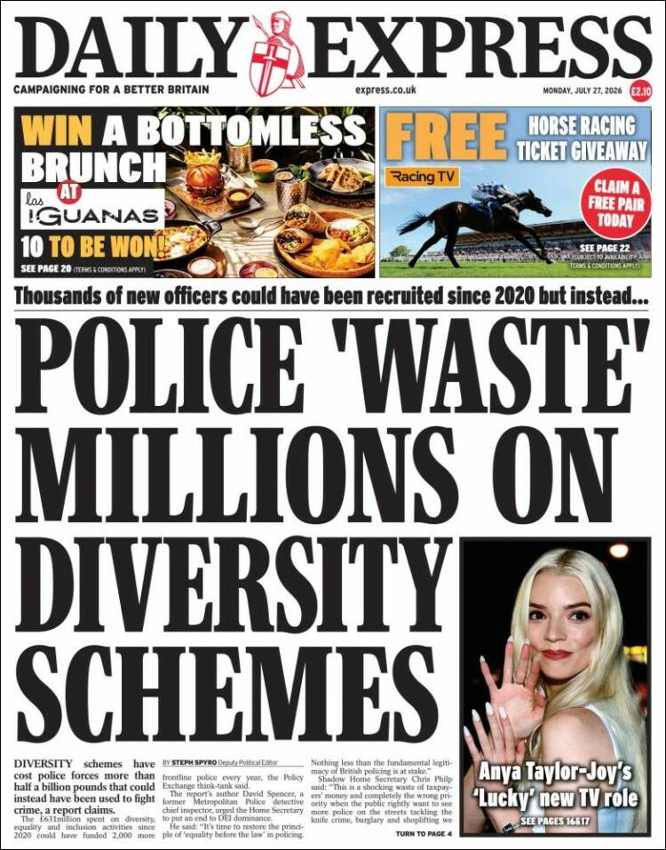 Portada de Daily Express (Reino Unido)