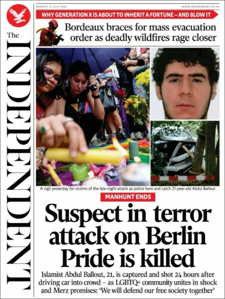 Portada de The Independent (Reino Unido)