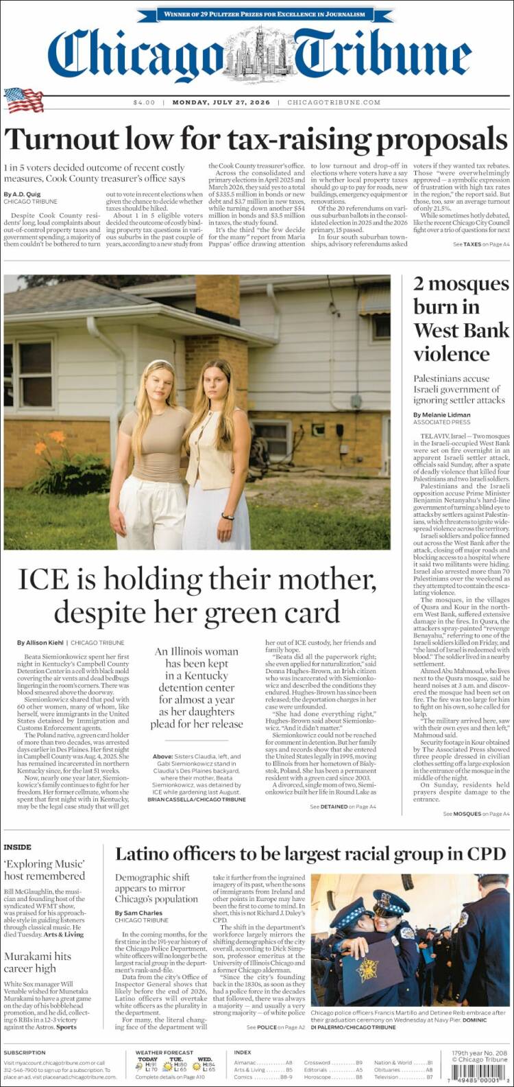 Portada de Chicago Tribune (USA)