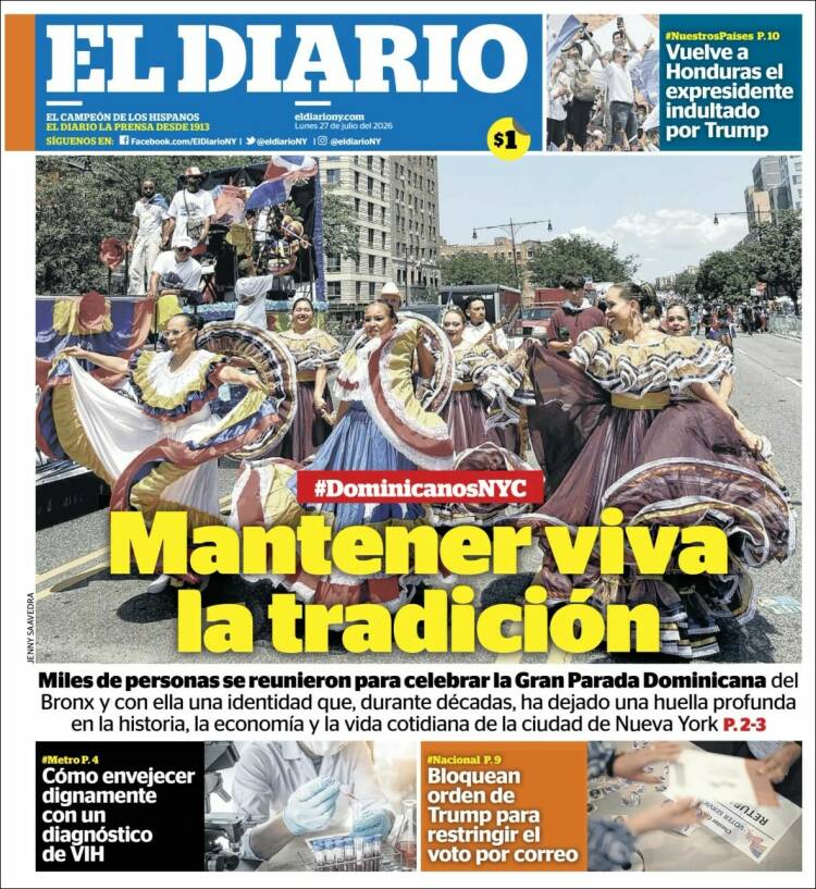 Portada de El Diario NY (USA)