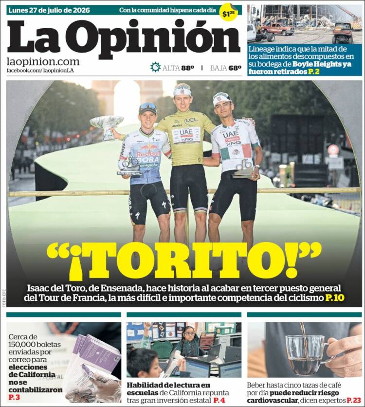 Portada de La Opinión (USA)