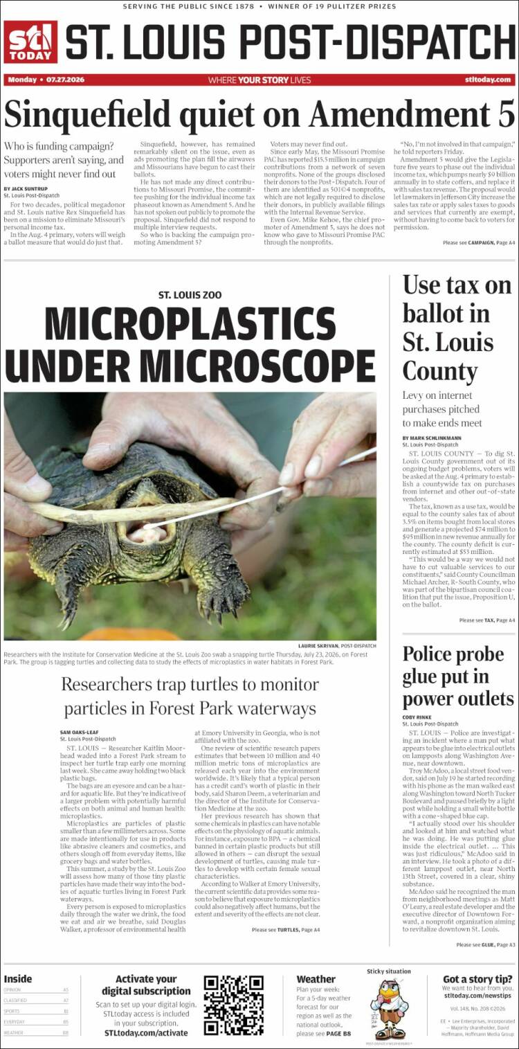 Portada de St. Louis Post-Dispatch (USA)