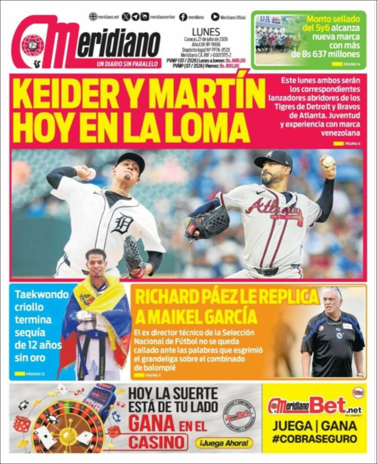 Portada de Meridiano (Venezuela)