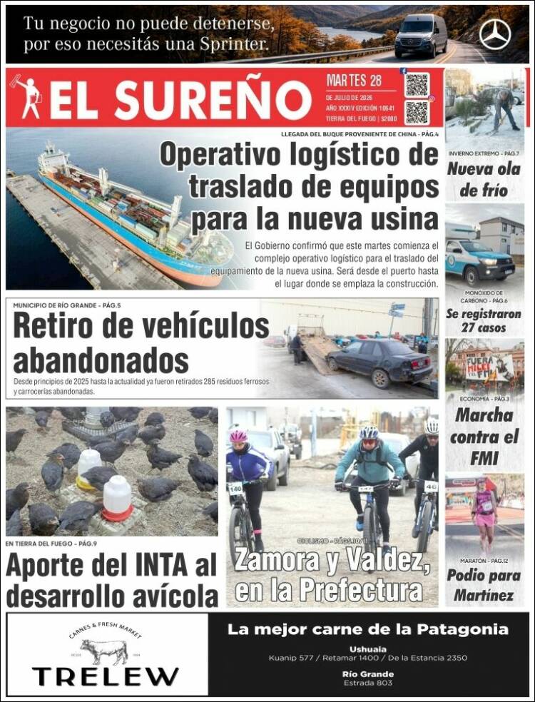 Portada de Diario El Sureño (Argentina)