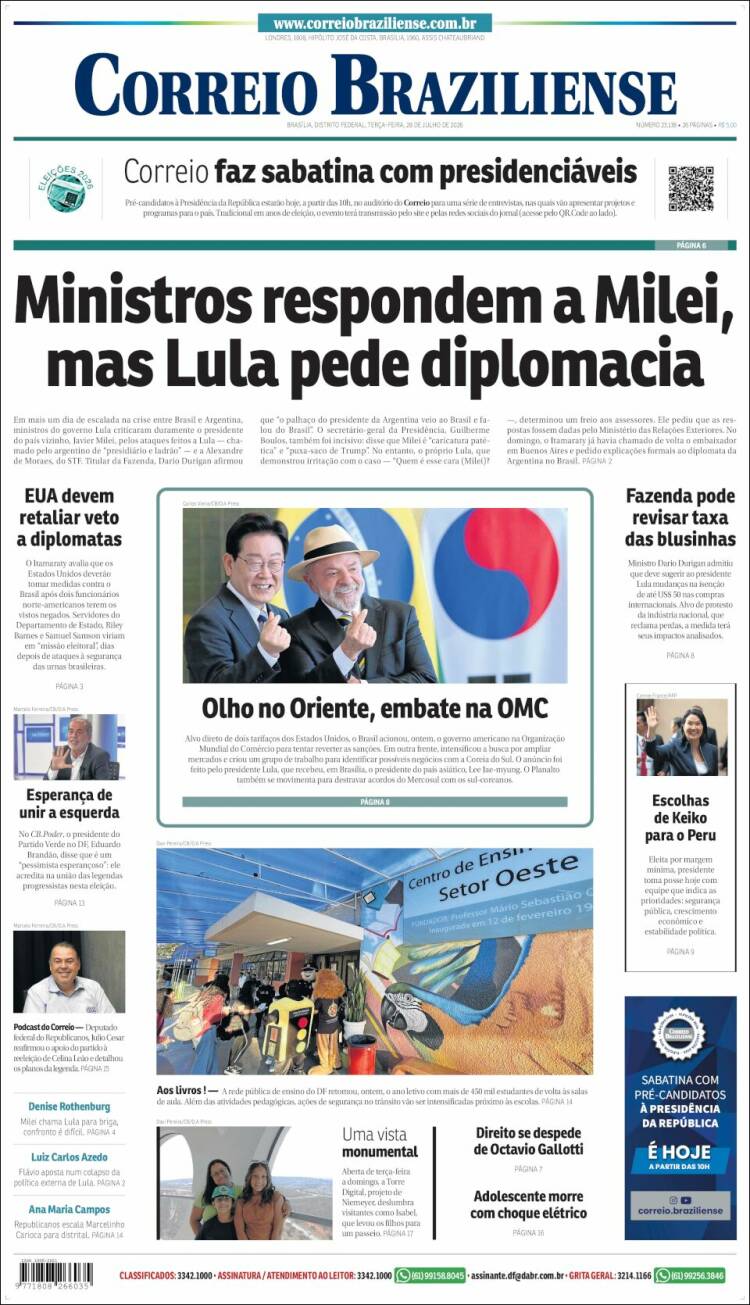 Portada de Correio Braziliense (Brasil)