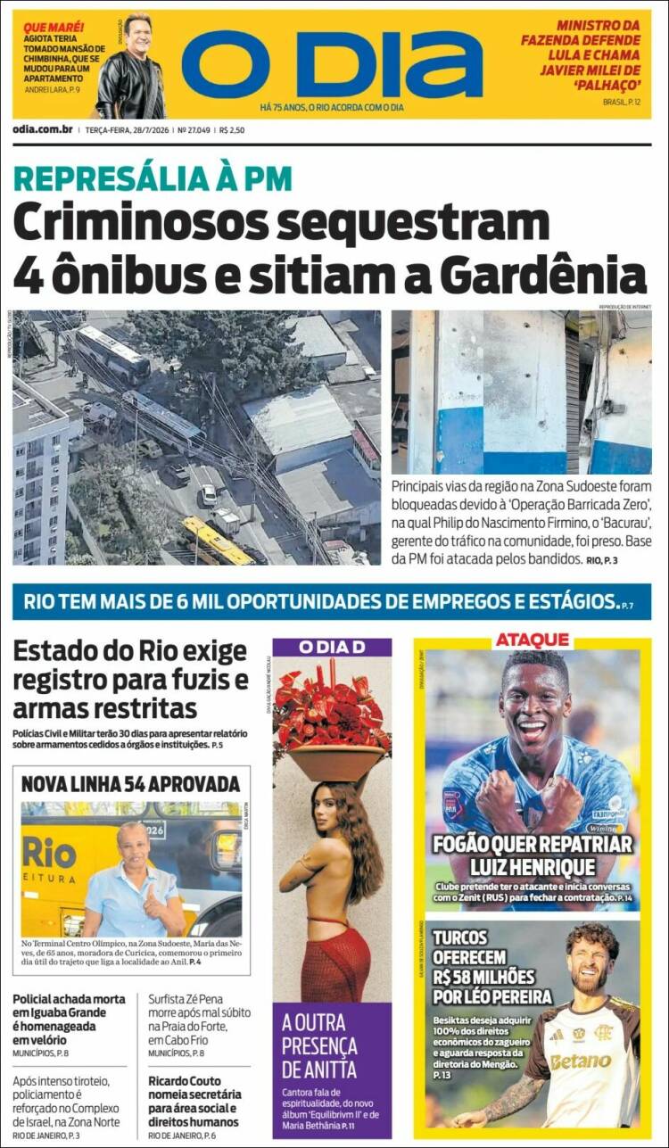 Portada de O Dia (Brasil)