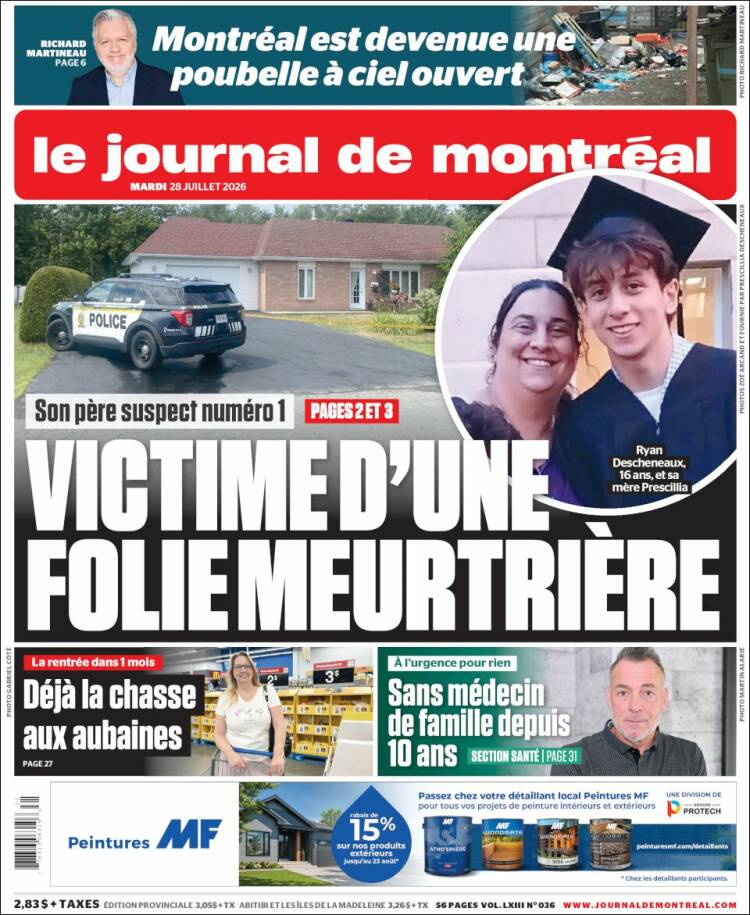 Portada de Le Journal de Montréal (Canad&aacute;)