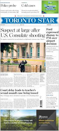 Portada de The Toronto Star (Canada)