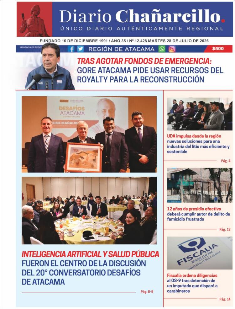 Portada de Diario Chañarcillo (Chile)