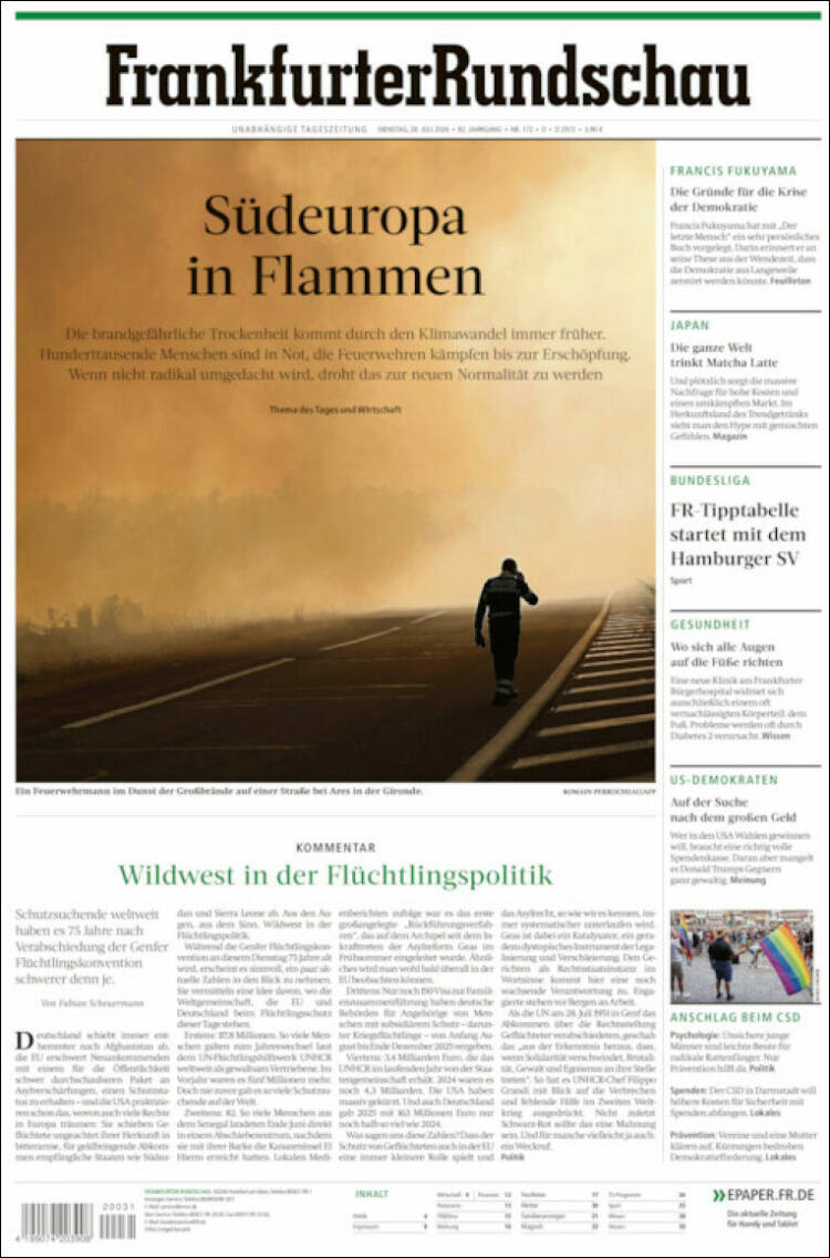 Portada de Frankfurter Rundschau (Alemania)