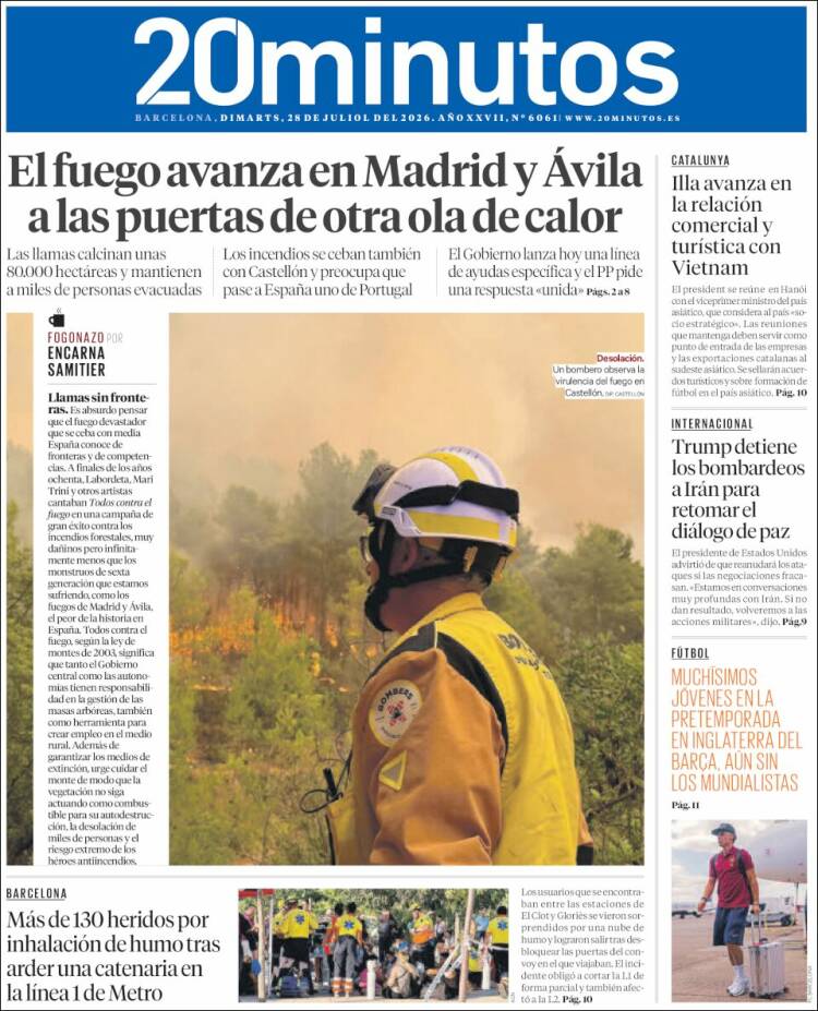 Portada de 20 Minutos - Barcelona (Espa&ntilde;a)