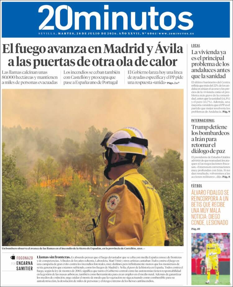 Portada de 20 Minutos - Sevilla (Espa&ntilde;a)