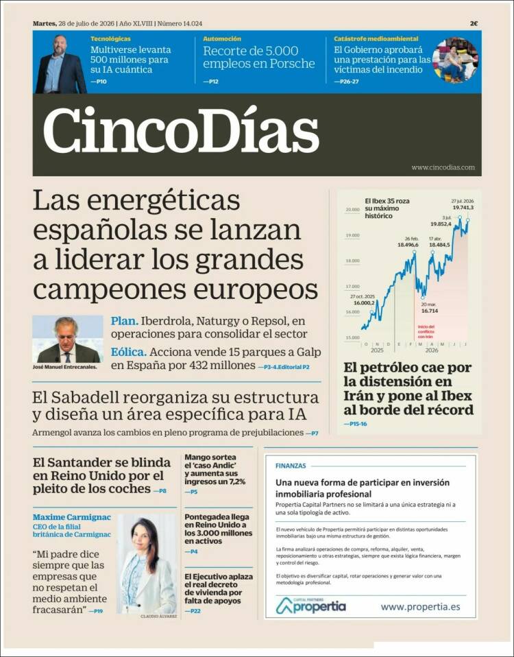 Portada de Cinco Días (Espagne)