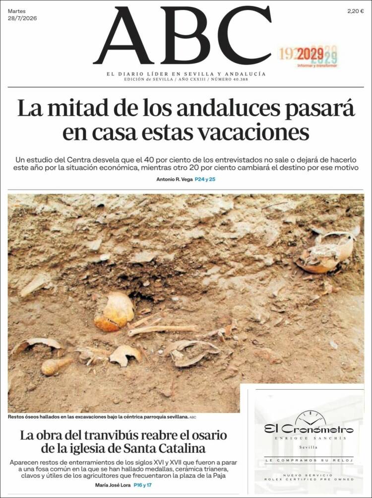 Portada de ABC - Sevilla (Espa&ntilde;a)
