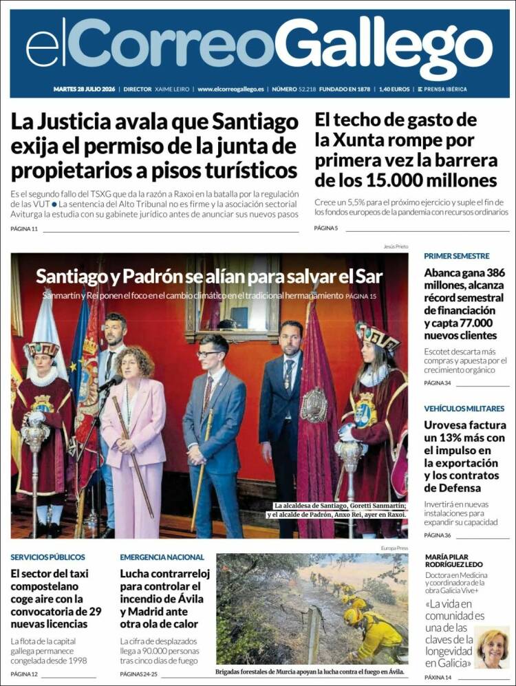 Portada de El Correo Gallego (Espa&ntilde;a)