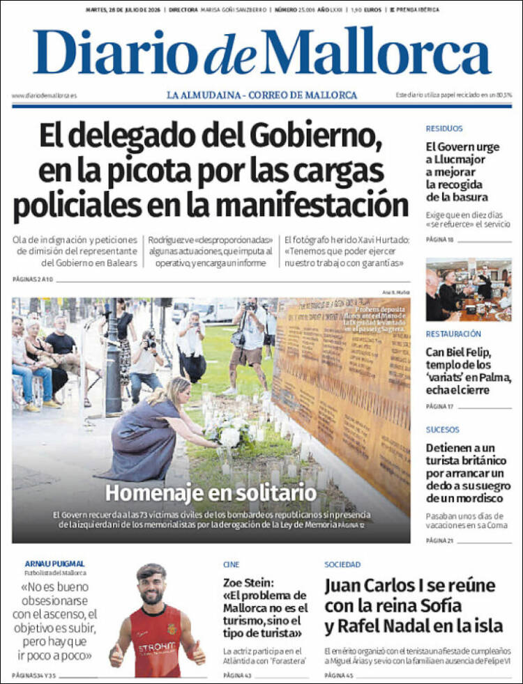 Portada de Diario de Mallorca (Espa&ntilde;a)
