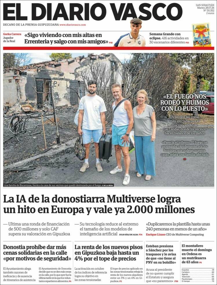 Portada de Diario Vasco (Espagne)